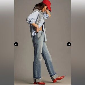 Pilcro Francais Mid-Rise Cuffed Jeans in Loch Wash